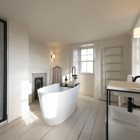 Sink into a nice hot bath with a glass of red wine to end a busy day