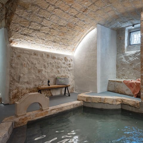 Relax in the building's communal bath