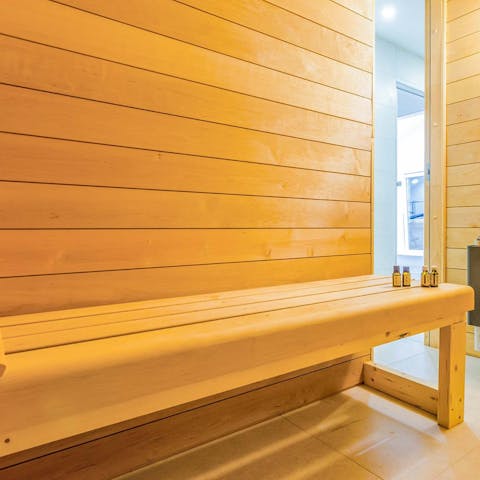 Relax in the in-house sauna 