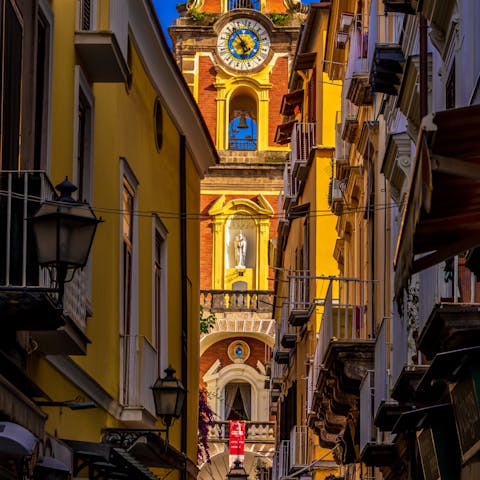 Lose yourself in the narrow backstreets and alleyways of Sorrento, twenty minutes away
