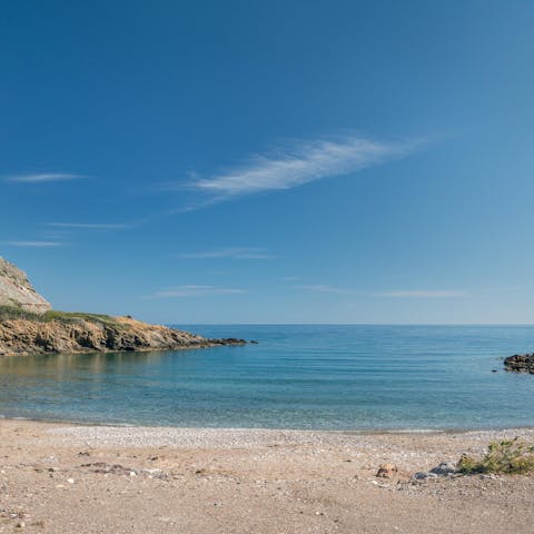 Look forward to relaxing on Mochlos Beach, a short walk away