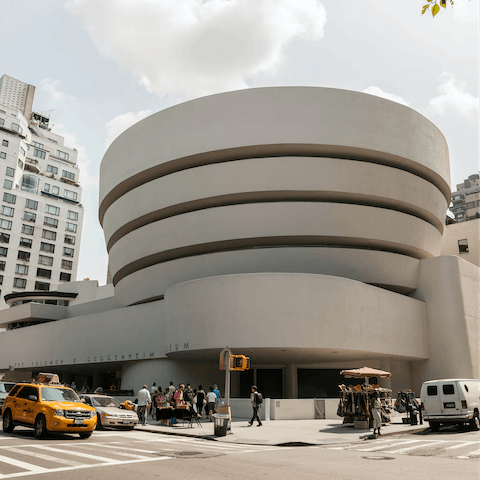 Visit the Frank Lloyd Wright–designed Guggenheim Museum, a twenty-five-minute stroll from this home 