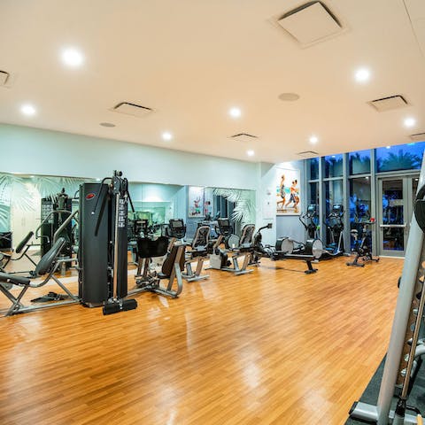 Keep on top of your fitness routine at the hotel's communal gym
