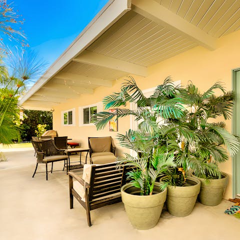 Enjoy a post-surf snooze in the outdoor seating area