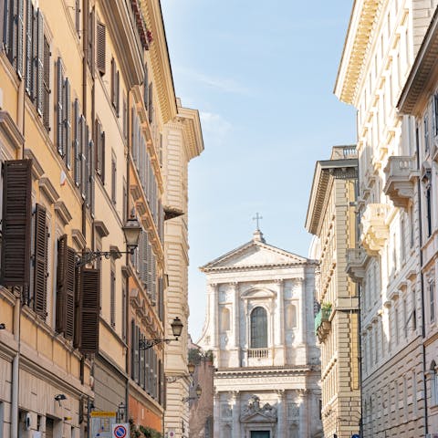 Stay in the heart of Rome on a street brimming with history