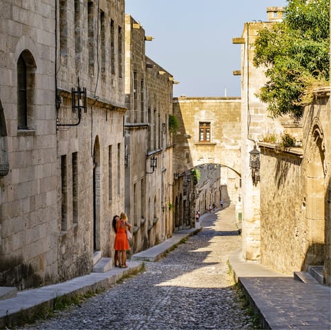 Explore the medieval Old Town of Rhodes, fifteen kilometres away