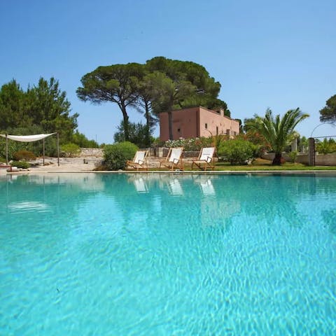 Slip from the sun lounger into the cool waters of the private pool