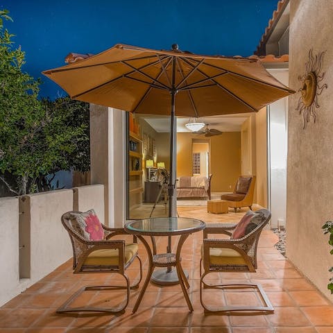 Enjoy an aperitif of California wine paired with charcuterie on the secluded patio