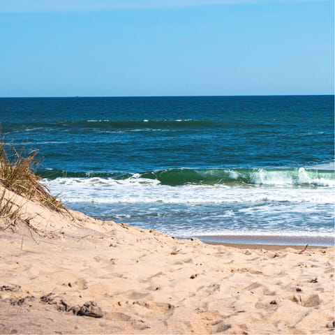 Relax on the soft white sands of Cooper's Beach, a ten-minute drive away
