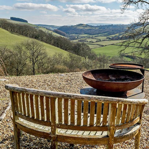 Warm up around the fire pit on a chilly evening