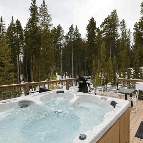 Soak post-ski muscles in the outdoor hot tub 