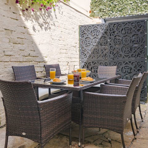 Take croissants and coffee outside for an alfresco breakfast