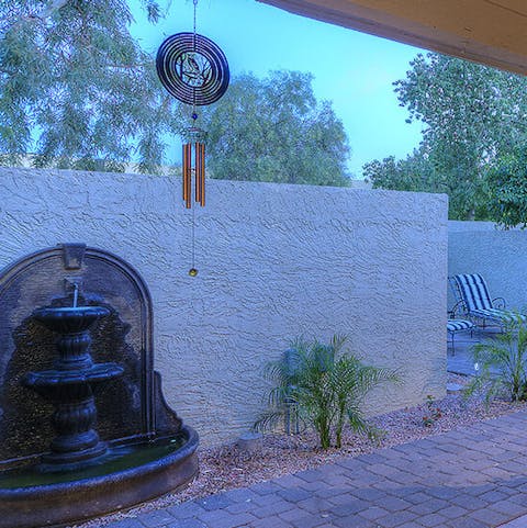 Relax by the ambient water feature