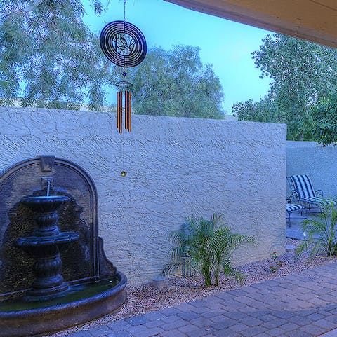 Relax by the ambient water feature