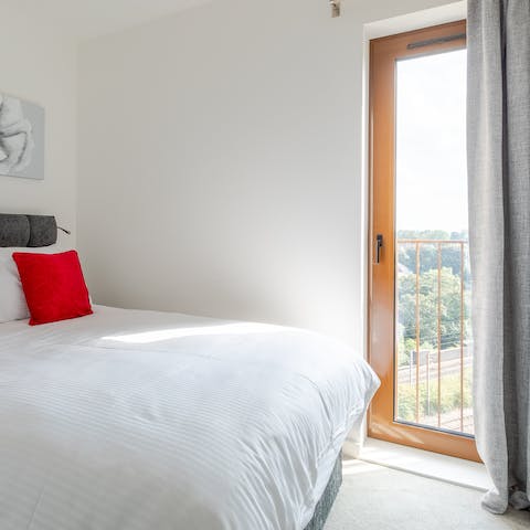 Wake up to leafy St Albans views from the bedrooms' Juliet balconies