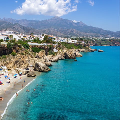 Jump in the car for an afternoon exploring Nerja's coastline, just 1.2 kilometres away