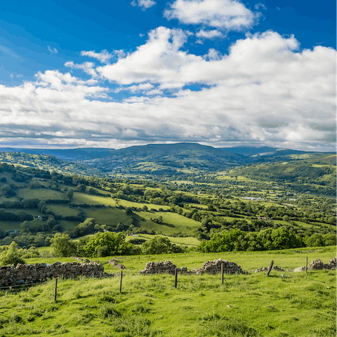 Follow hiking trails to the peaks of the Brecon Beacons from your doorstep