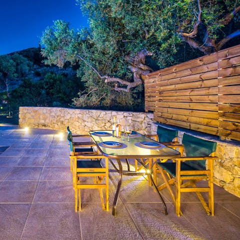 Share Greek feasts under the stars on the terrace