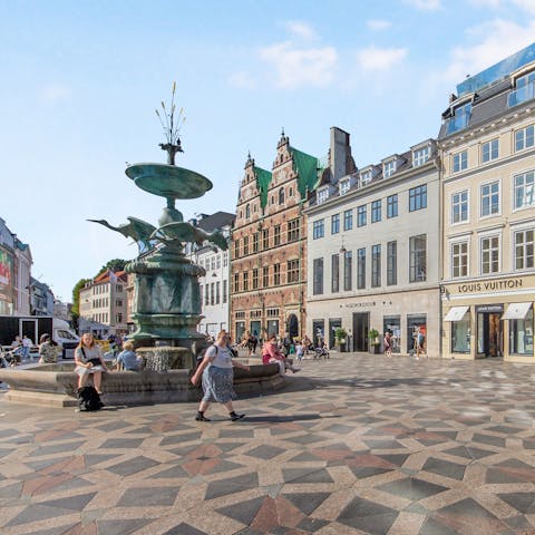 Reach Copenhagen's main shopping hub, Strøget, in less than five minutes
