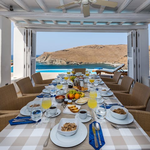 Hire a private chef and enjoy a Grecian feast on one of the terraces