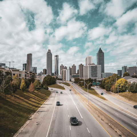 Explore downtown Atlanta, a twenty-minute drive away