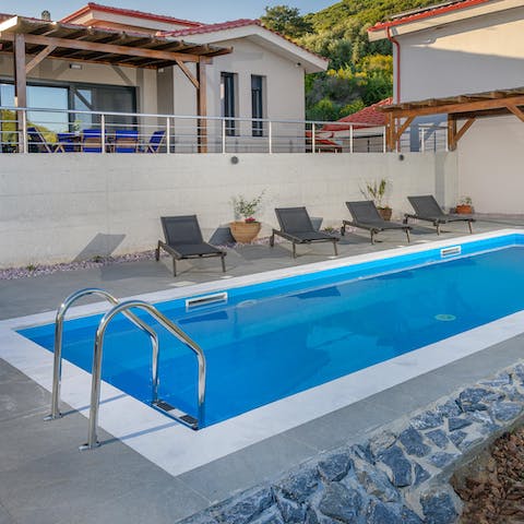 Spend afternoons taking dips in the private pool and sunning yourself on the loungers