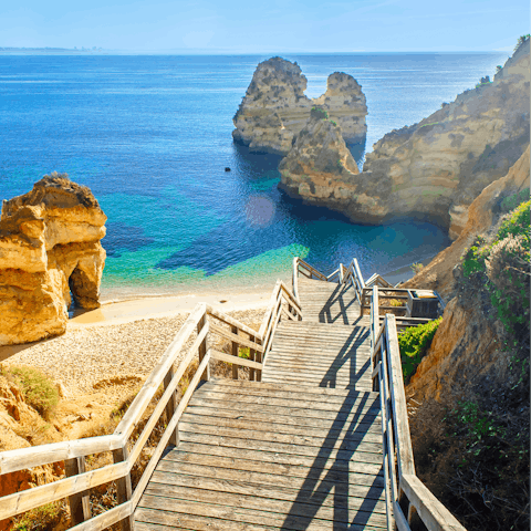 Explore wonderful beaches on the Algarve – just a ten-minute drive away