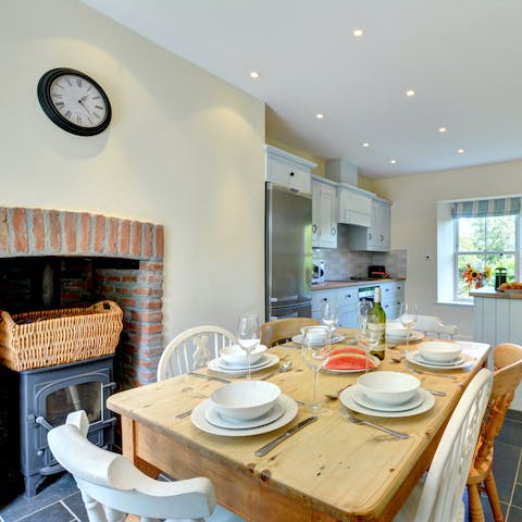 On chilly days, get the log burner or the underfloor heating going in the kitchen before breakfast 