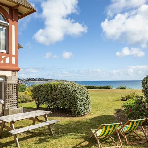 Take in the sea views from this home's private garden area