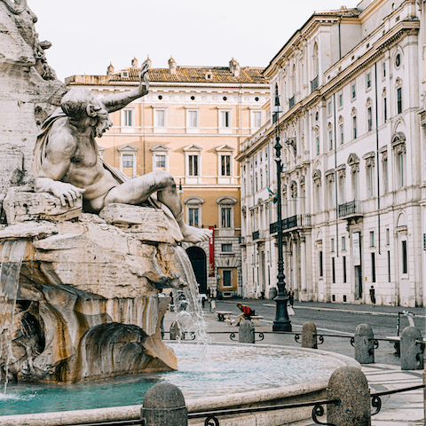Enjoy a coffee in Piazza Navona, a two-minute walk away
