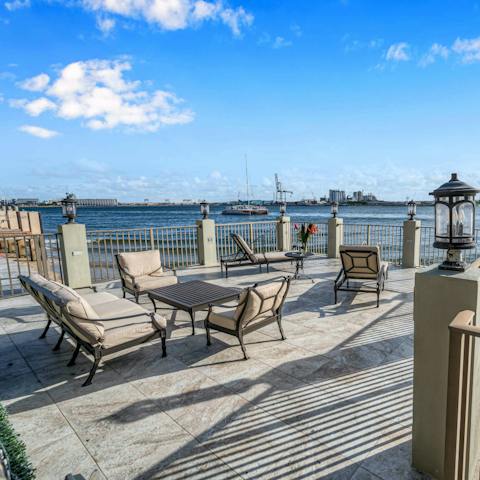 Enjoy views of Port Everglades waterway from the deck