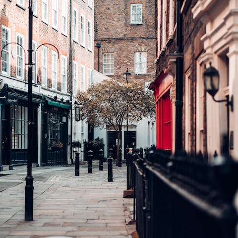 Stroll over to Soho and its vast array of boutiques and eateries in just twelve minutes 