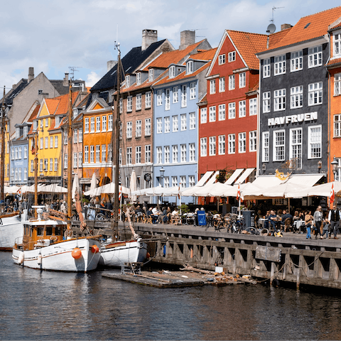 Wander Nyhavn harbour – a nine-minute walk away