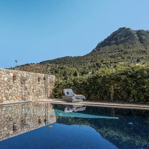 Admire the Serra de Tramuntana views from the private pool