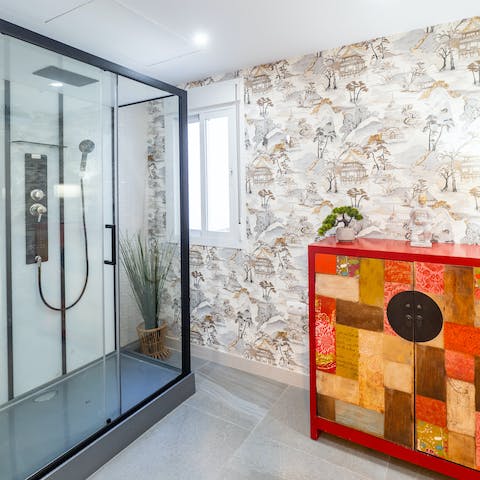 Wash off the sand in your rainfall shower after a day at the beach