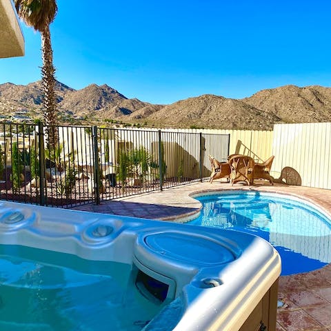 Relax in the hot tub, or have a swim in the pool
