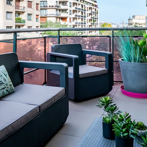 Start the day with a cup of coffee and a warm croissant on the balcony