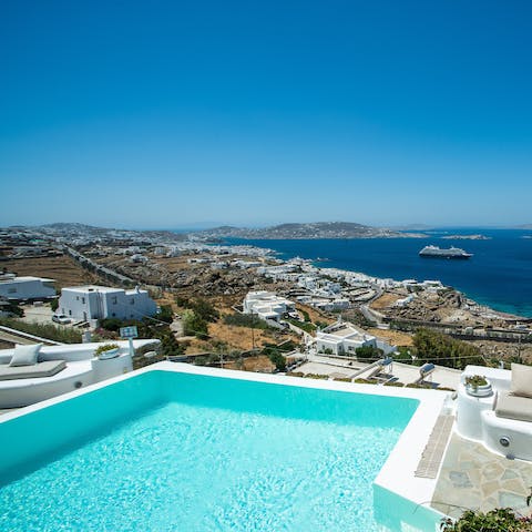 Take a swim in the infinity pool and admire views over the island 