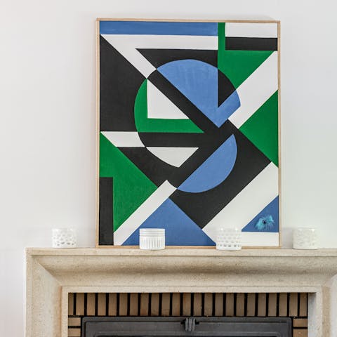 Admire the quirky collection of modern and traditional artworks throughout the house