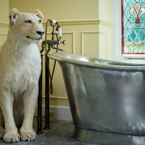 Don't mind the lion during your luxurious bath