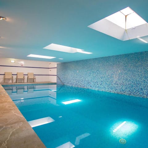 Take a dip in the private indoor swimming pool 