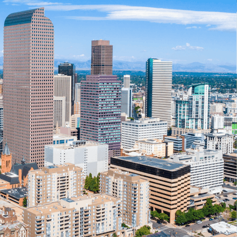Reach the glistening towers of Downtown Denver in just five minutes by car