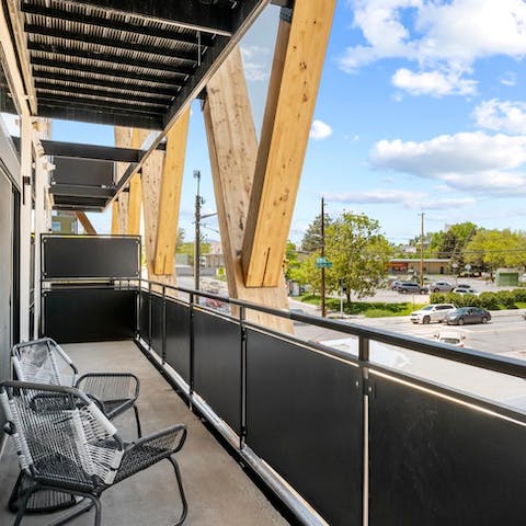 Sit out on the private balcony with your morning iced latte