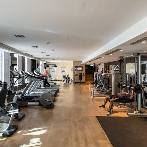 Keep on top of your fitness regime at the on-site gym