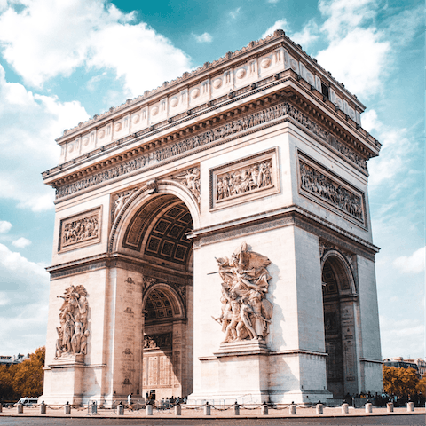 Take a twenty-minute stroll to visit the grand Arc de Triomphe