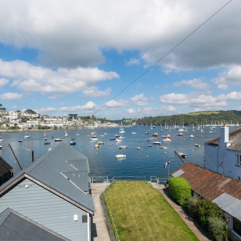 Look out across the boats from the bedroom window