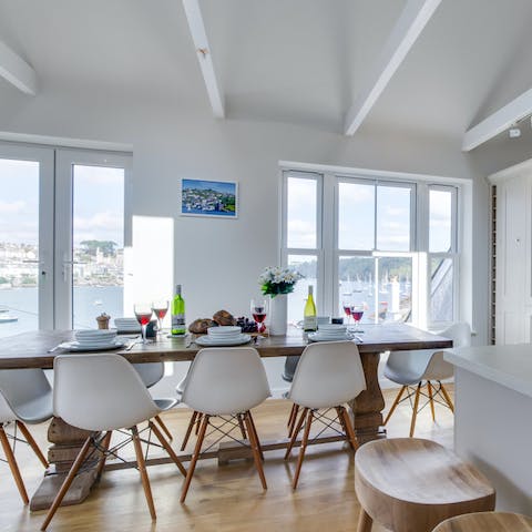 Dine in style with stunning views across to Fowey from your dining table