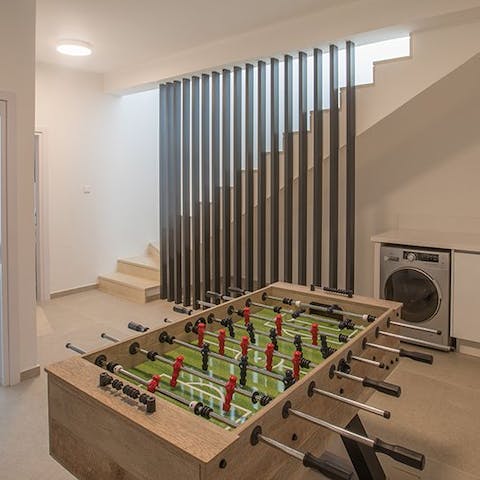 Fire up an afternoon of friendly competition with a game of foosball