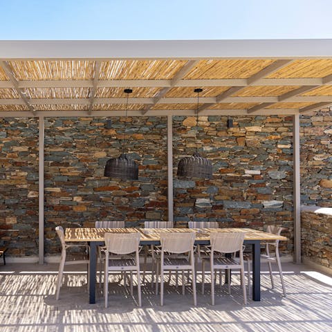 Gather your group and dine alfresco at the stylish outside area