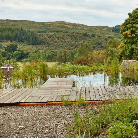 Lap up the stunning Scottish countryside views from the garden 
